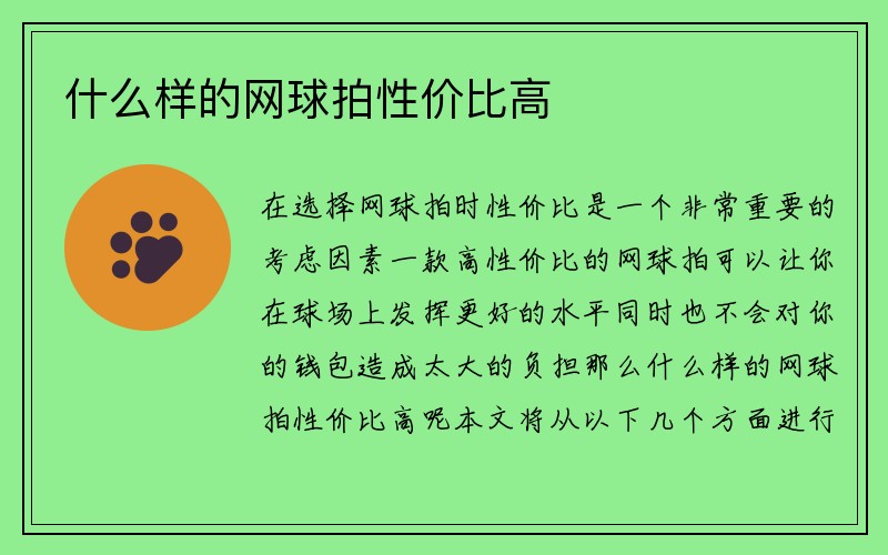 什么样的网球拍性价比高