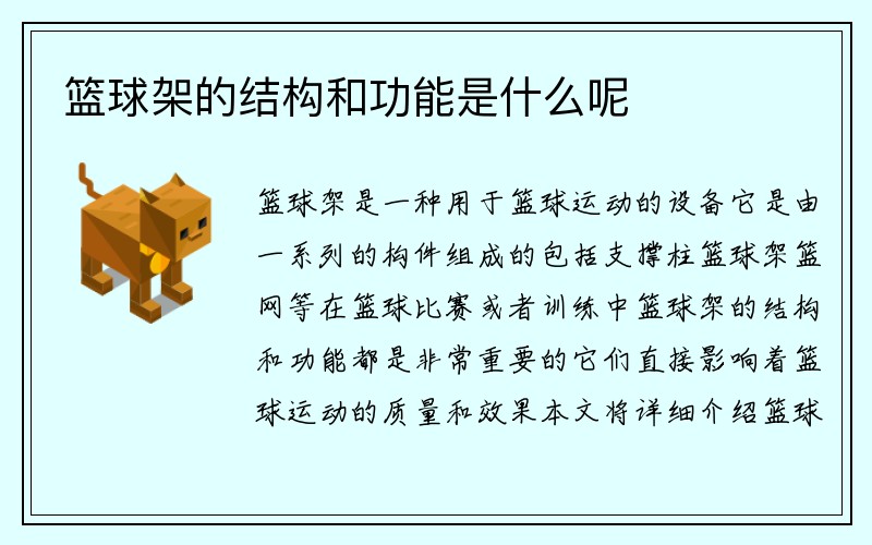 篮球架的结构和功能是什么呢