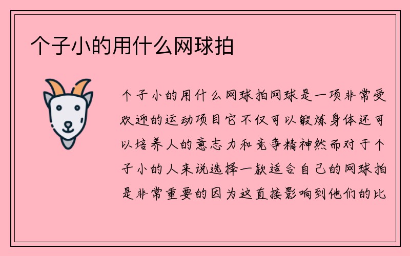 个子小的用什么网球拍